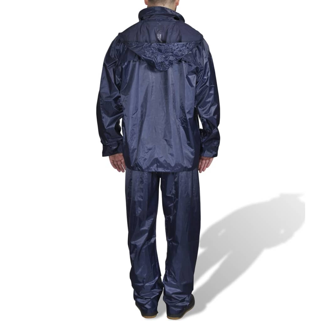 Regenpak 2-delig + capuchon (heren / marineblauw / maat XXL)