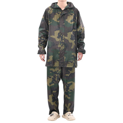 Regenpak 2-delig met capuchon (heren / camouflage / maat L)