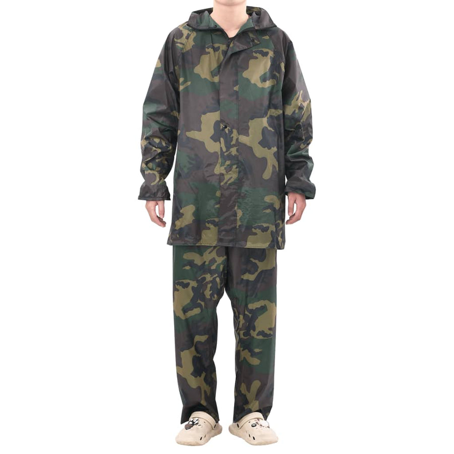 Regenpak 2-delig met capuchon (heren / camouflage / maat L)