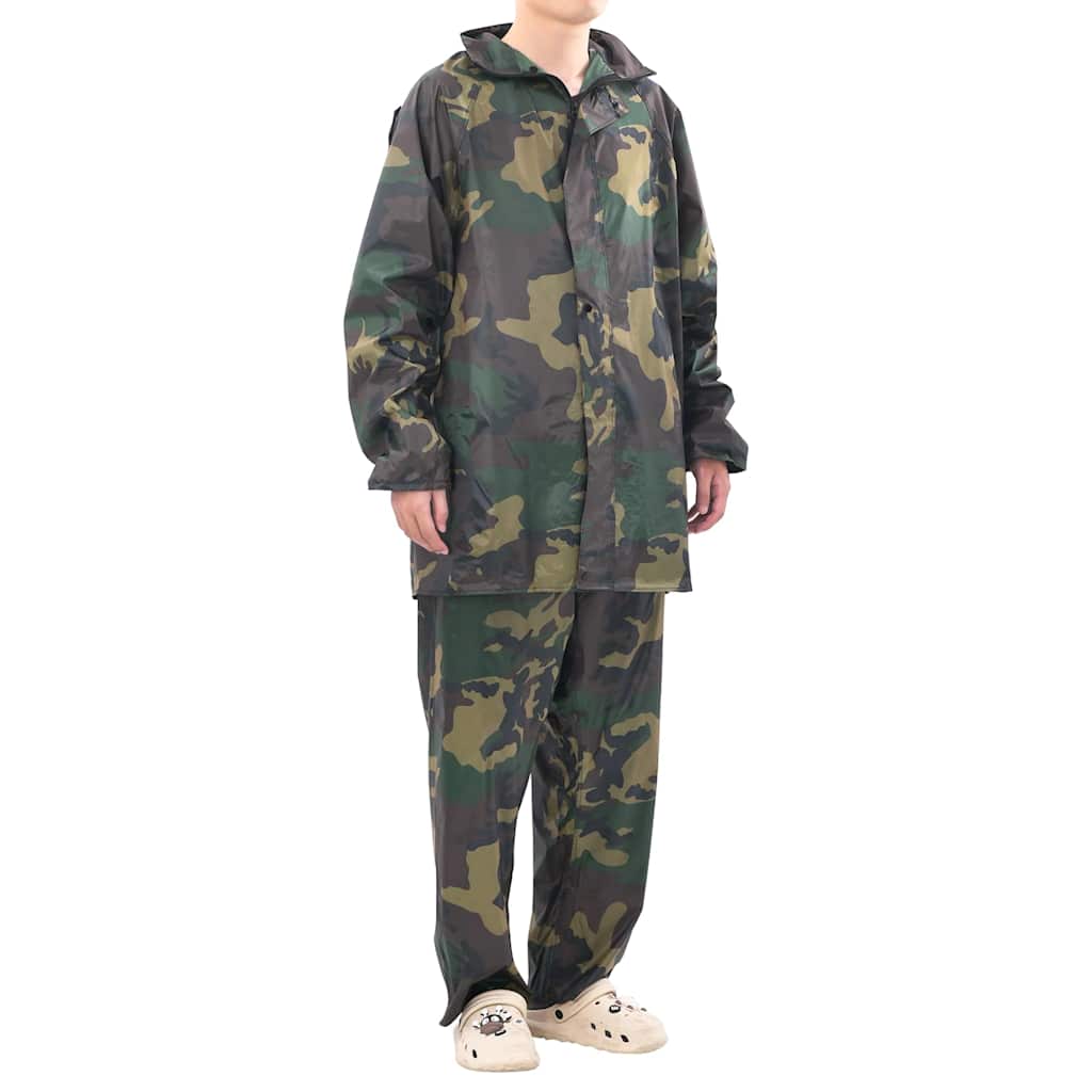 Regenpak 2-delig met capuchon (heren / camouflage / maat L)