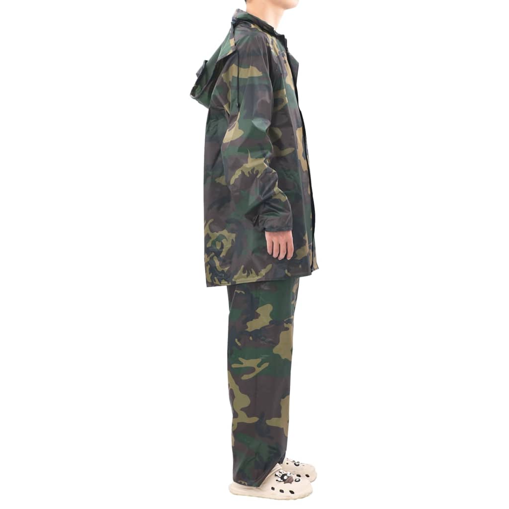 Regenpak 2-delig met capuchon (heren / camouflage / maat L)