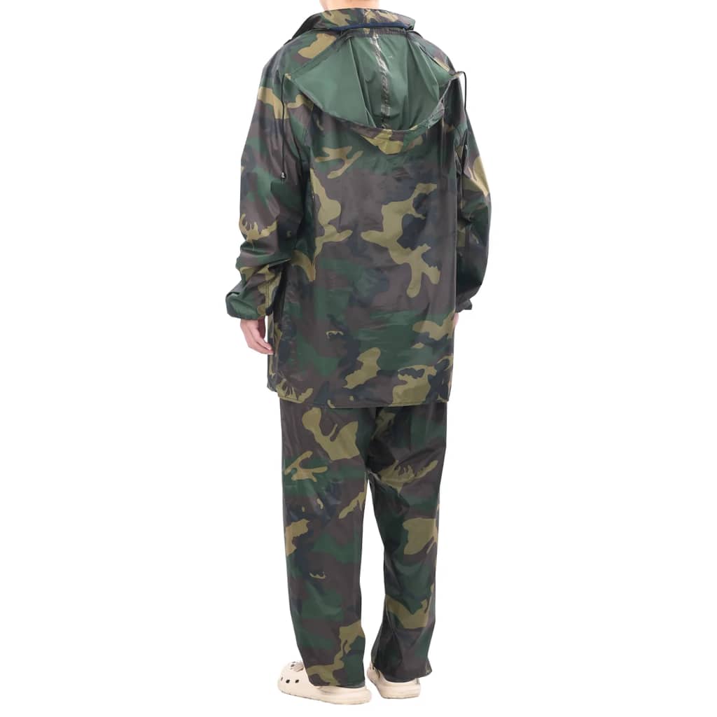 Regenpak 2-delig met capuchon (heren / camouflage / maat L)