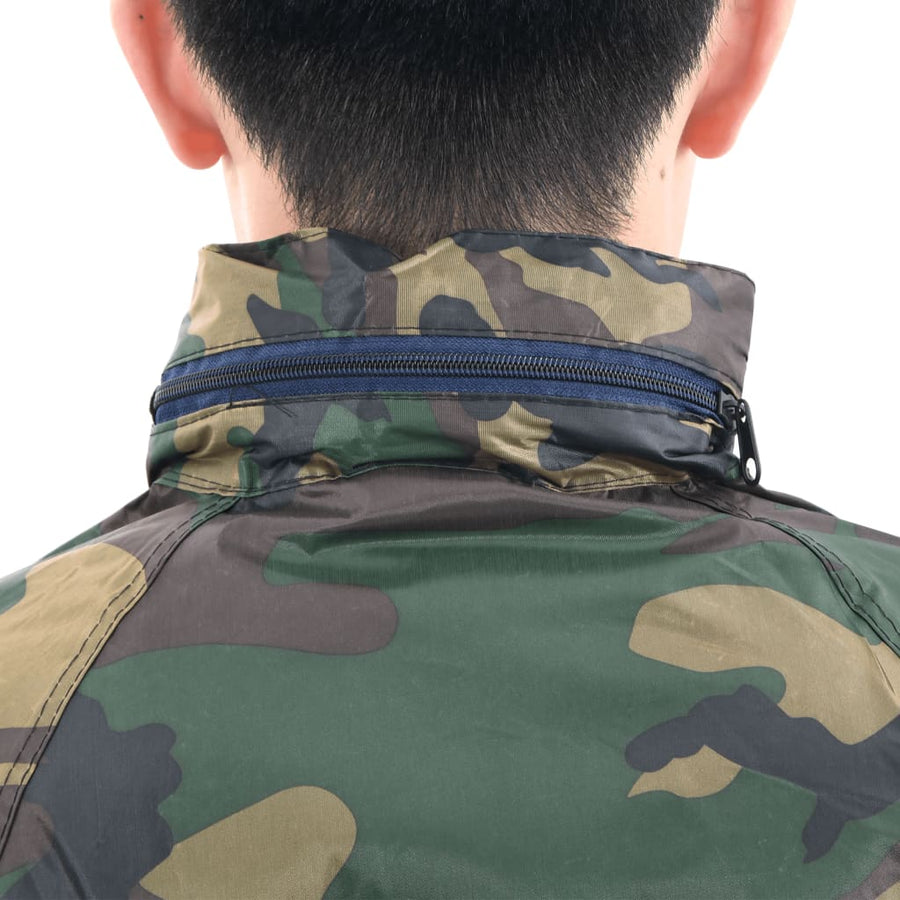 Regenpak 2-delig met capuchon (heren / camouflage / maat L)