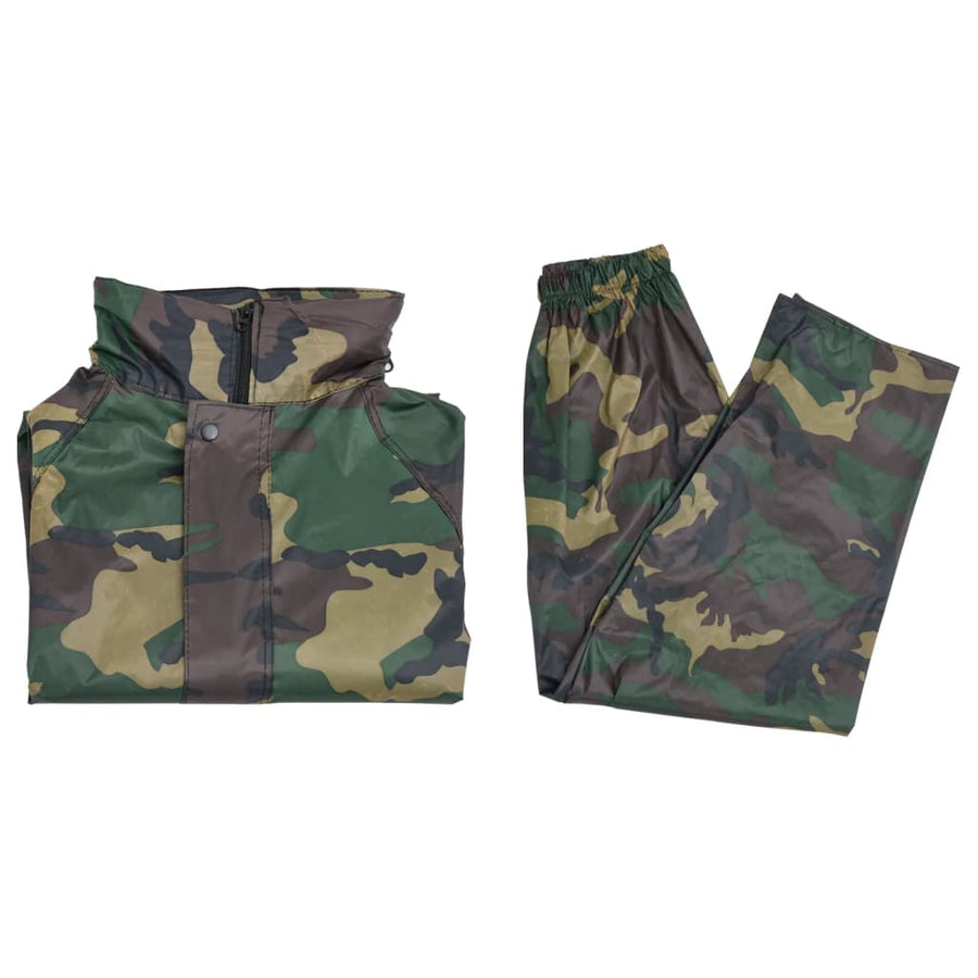 Regenpak 2-delig met capuchon (heren / camouflage / maat L)
