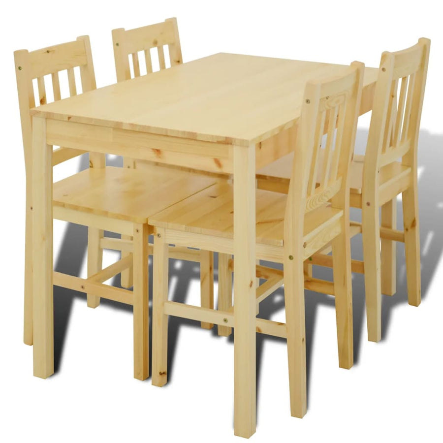 Eettafel Met 4 Stoelen Hout Naturel Bruin