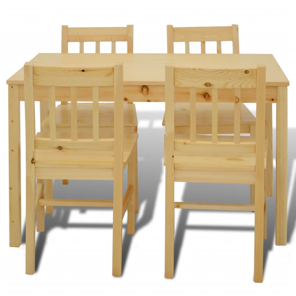 Eettafel Met 4 Stoelen Hout Naturel Bruin