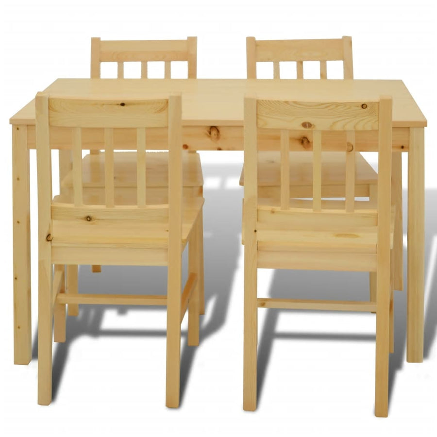 Eettafel Met 4 Stoelen Hout Naturel Bruin