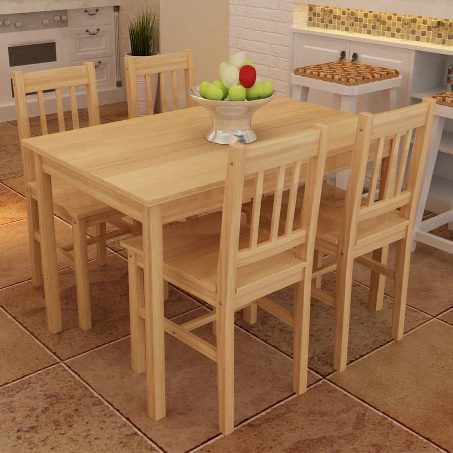 Eettafel Met 4 Stoelen Hout Naturel Bruin