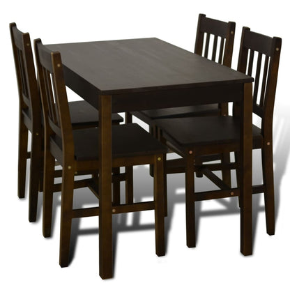 Eettafel Met 4 Stoelen Hout Bruin Donkerbruin