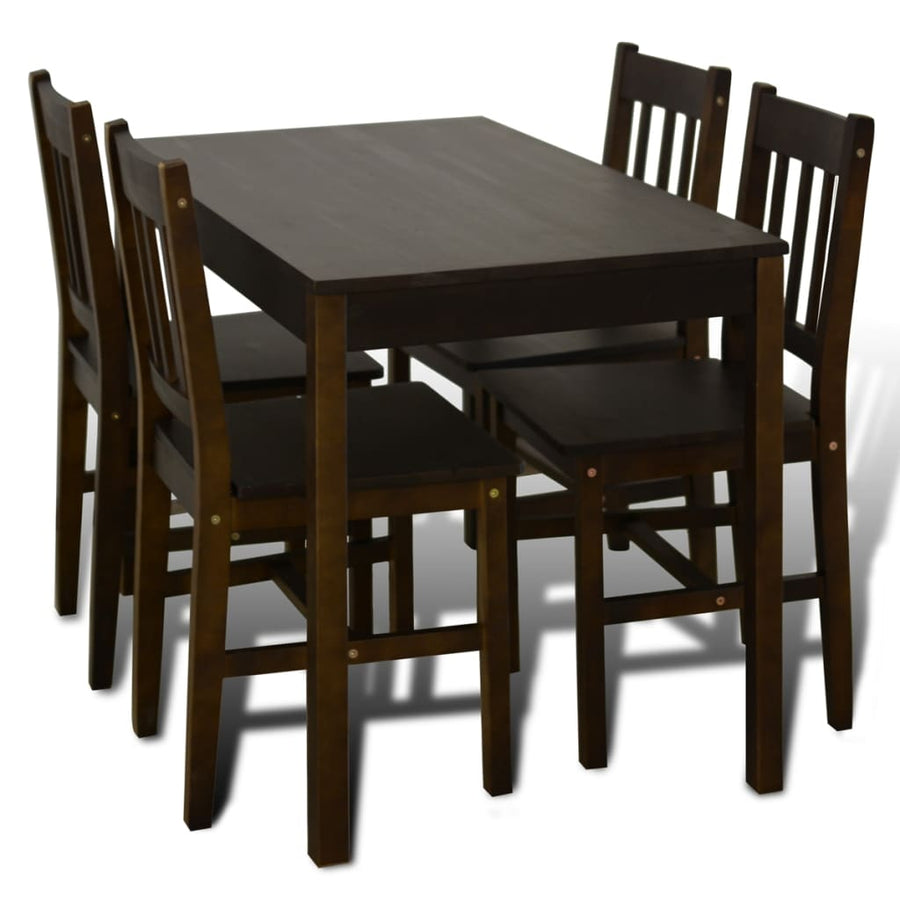 Eettafel Met 4 Stoelen Hout Bruin Donkerbruin