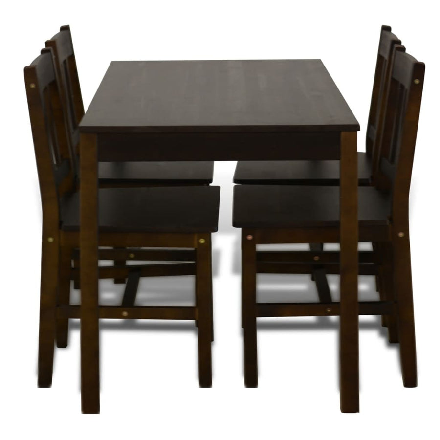 Eettafel Met 4 Stoelen Hout Bruin Donkerbruin
