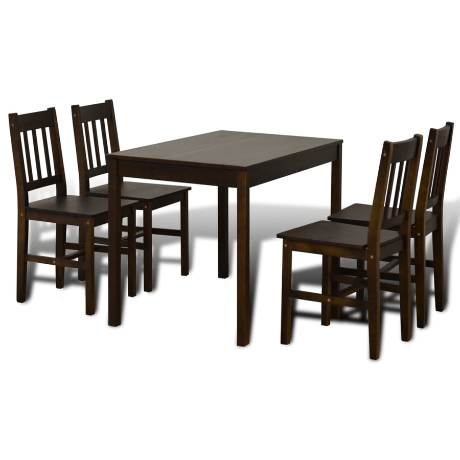 Eettafel Met 4 Stoelen Hout Bruin Donkerbruin