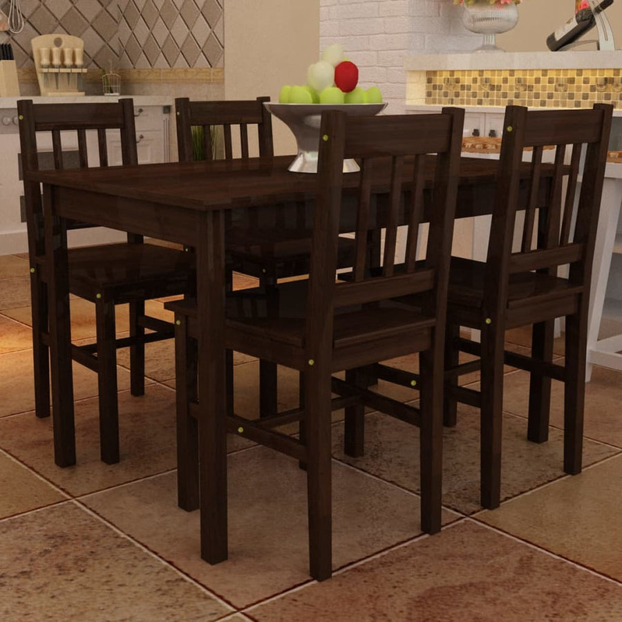 Eettafel Met 4 Stoelen Hout Bruin Donkerbruin