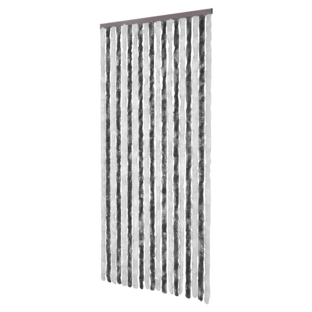 Vliegengordijn 90x220 cm chenille grijs en wit 90 x 220 cm Antraciet en wit