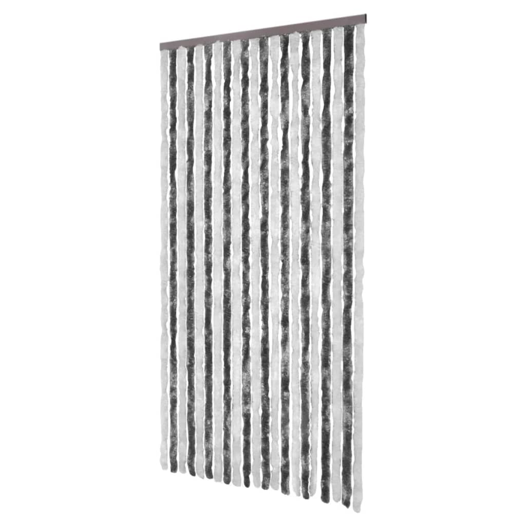 Vliegengordijn 100x220 cm chenille grijs en wit 100 x 220 cm Antraciet en wit