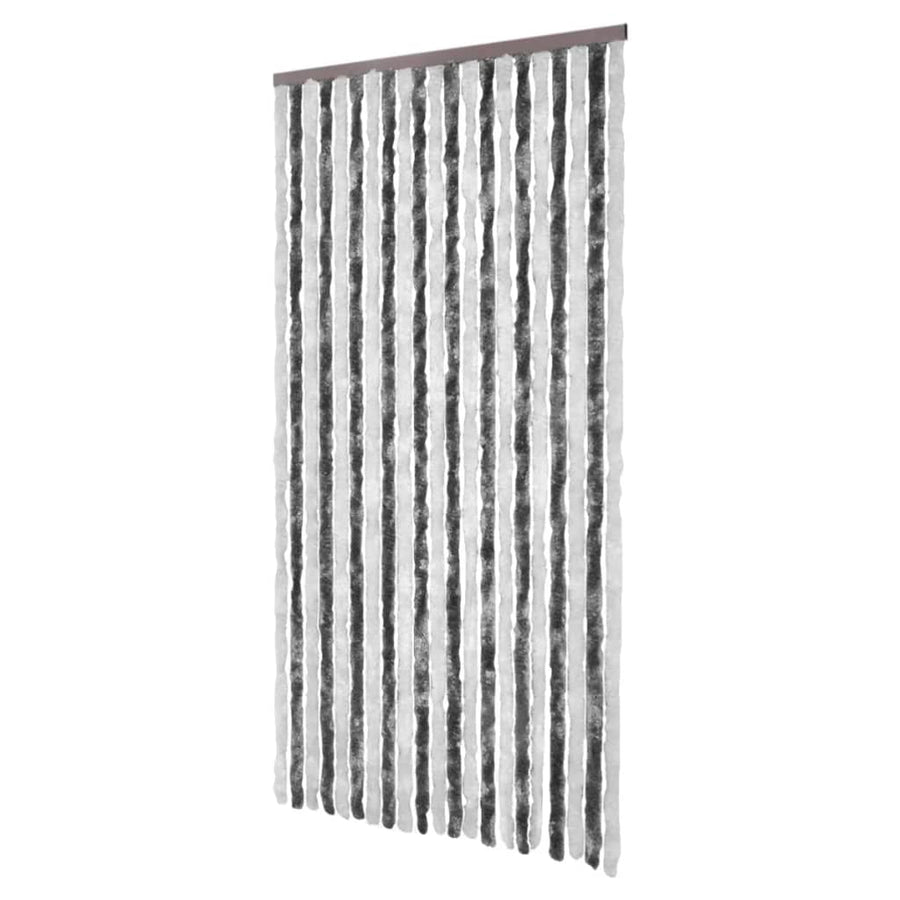 Vliegengordijn 100x220 cm chenille grijs en wit 100 x 220 cm Antraciet en wit