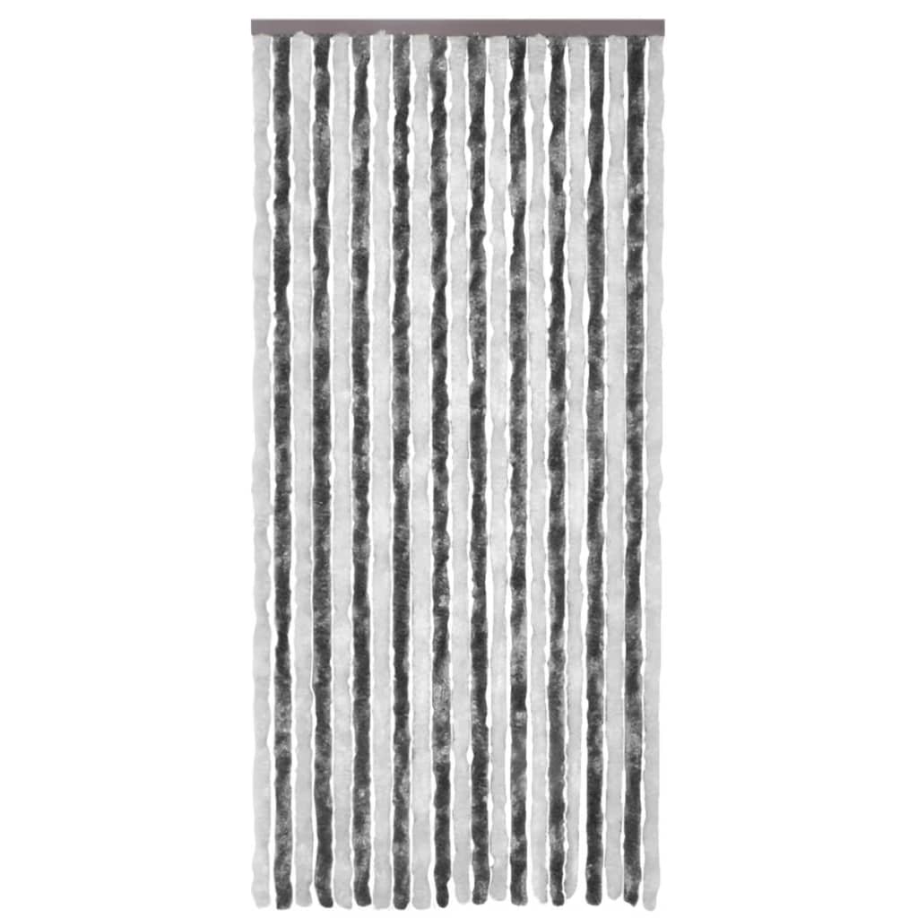 Vliegengordijn 100x220 cm chenille grijs en wit 100 x 220 cm Antraciet en wit