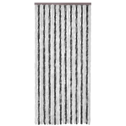 Vliegengordijn 100x220 cm chenille grijs en wit 100 x 220 cm Antraciet en wit