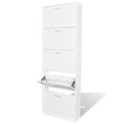 Shoe cabinet wood with 5 storage compartments white