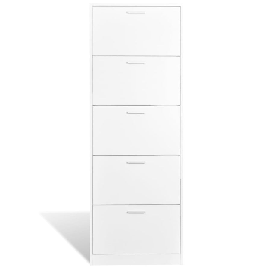 Schoenenkast Hout Met 5 Opbergvakken 59 x 17 x 169 cm Wit