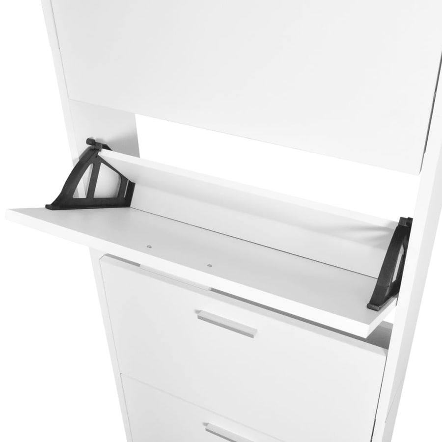 Schoenenkast Hout Met 5 Opbergvakken 59 x 17 x 169 cm Wit