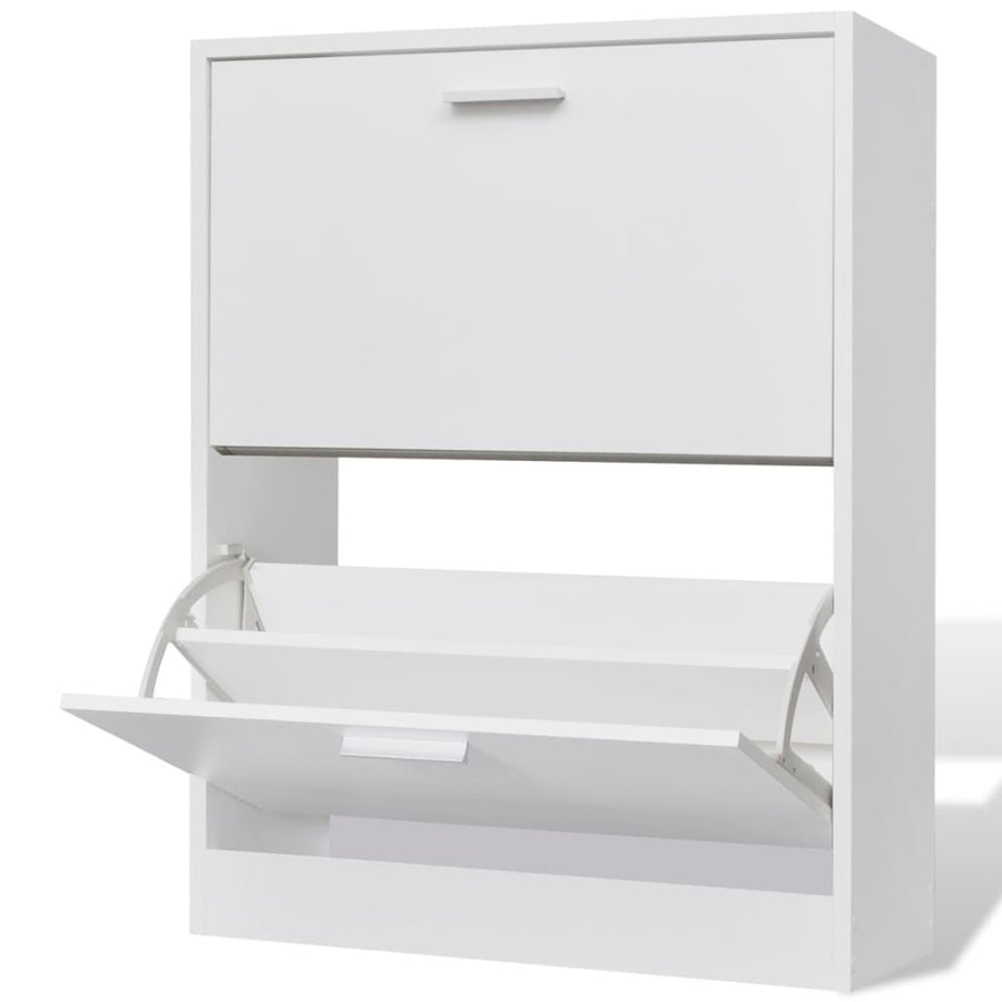 Schoenenkast Met 2 Vakken Hout 63.5 x 24 x 81 cm Wit