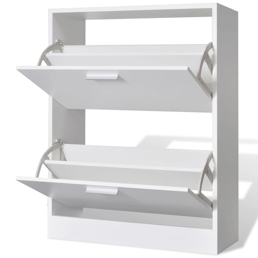 Schoenenkast Met 2 Vakken Hout 63.5 x 24 x 81 cm Wit