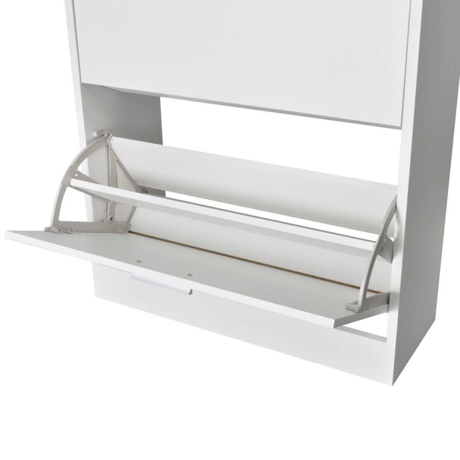 Schoenenkast Met 2 Vakken Hout 63.5 x 24 x 81 cm Wit