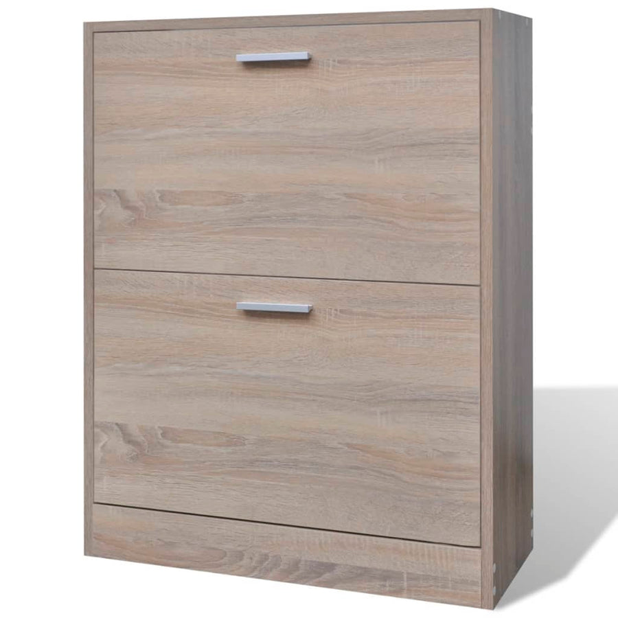 Schoenenkast met 2 vakken eiken-look hout 63.5 x 24 x 81 cm Eiken