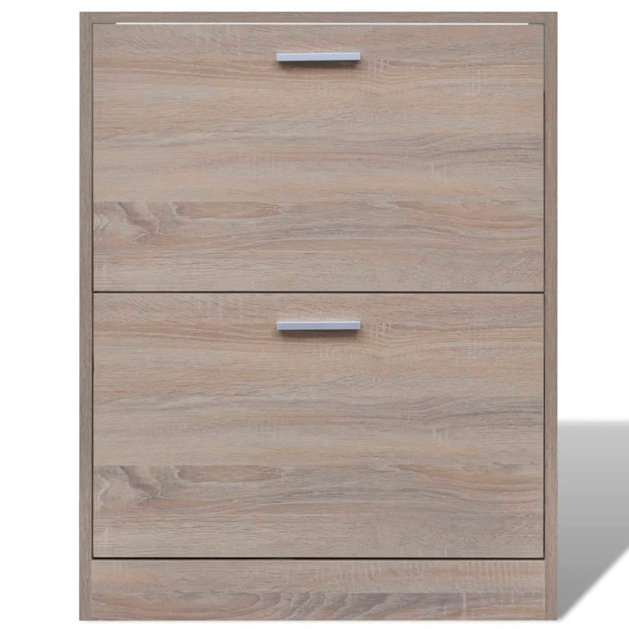 Schoenenkast met 2 vakken eiken-look hout 63.5 x 24 x 81 cm Eiken