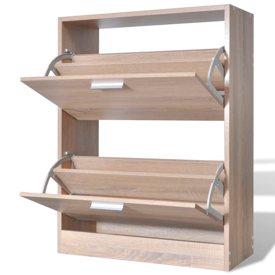 Schoenenkast met 2 vakken eiken-look hout 63.5 x 24 x 81 cm Eiken