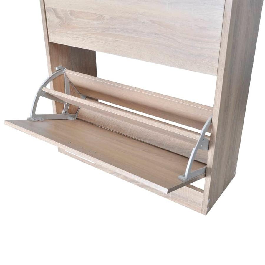 Schoenenkast met 2 vakken eiken-look hout 63.5 x 24 x 81 cm Eiken