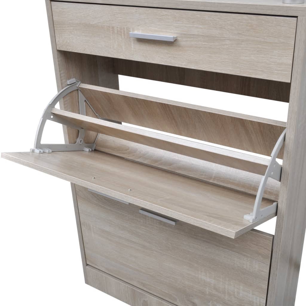 Schoenenkast Met Lade En Glazen Bovenschap -Look Eiken