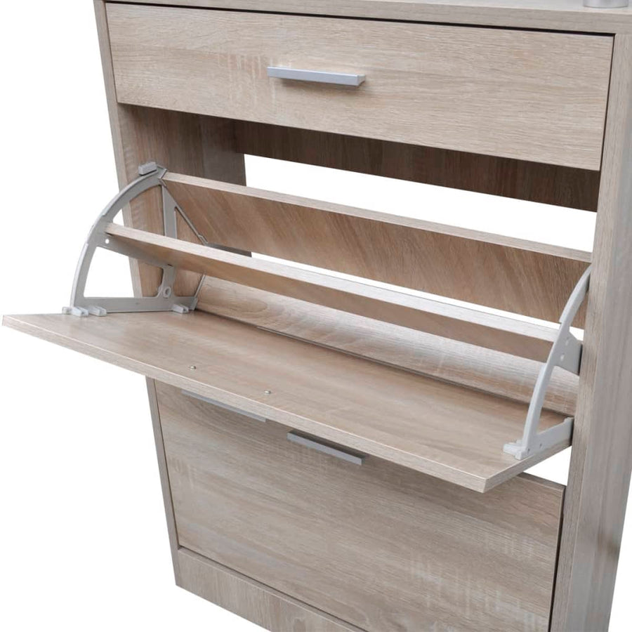 Schoenenkast Met Lade En Glazen Bovenschap -Look Eiken