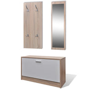 3-piece Shoe Cabinet Set Wood Oak-coloured and White