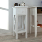 Bijzettafel met lade 27x27x65.5 cm grenenhout wit