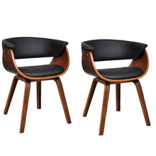 Eetkamerstoelen Gebogen Hout En Kunstleer 2 Zwart en donkerbruin