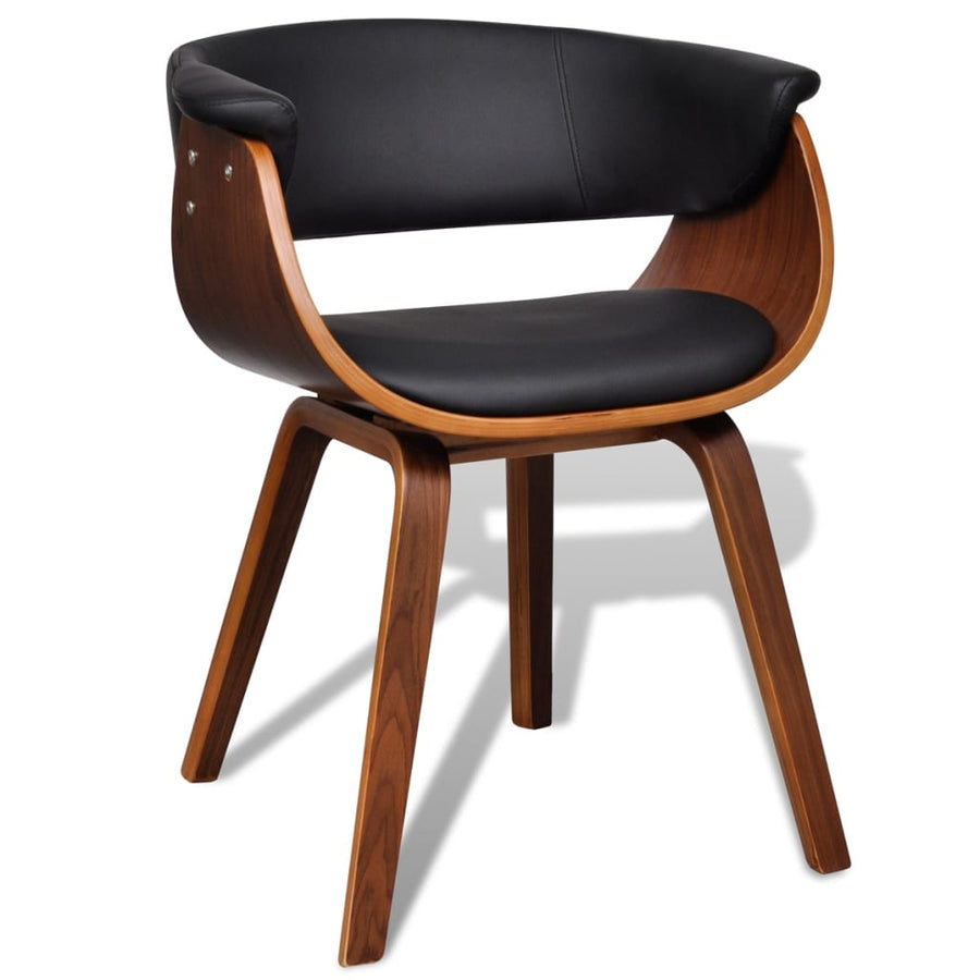 Eetkamerstoelen Gebogen Hout En Kunstleer 2 Zwart en donkerbruin