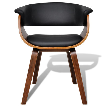 Eetkamerstoelen Gebogen Hout En Kunstleer 2 Zwart en donkerbruin