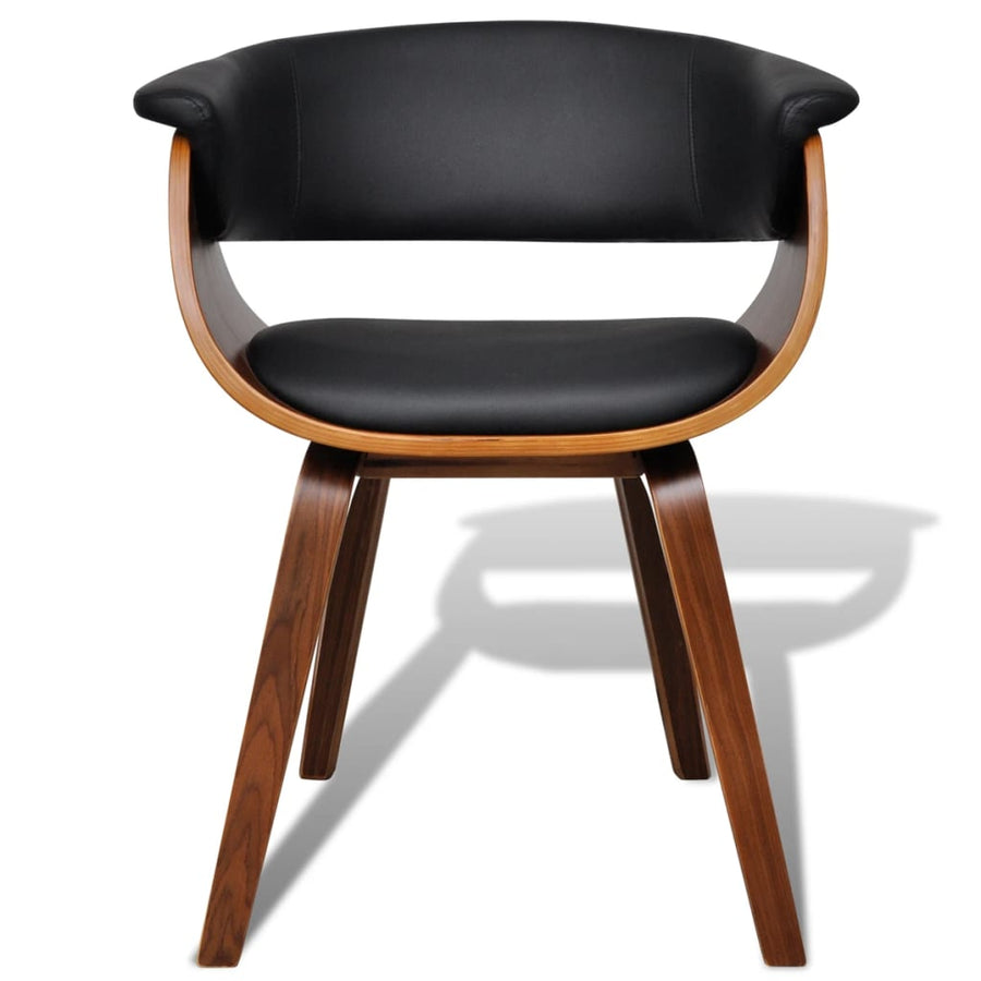 Eetkamerstoelen Gebogen Hout En Kunstleer 2 Zwart en donkerbruin