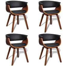 Eetkamerstoelen 4 St Gebogen Hout En Kunstleer Zwart en donkerbruin