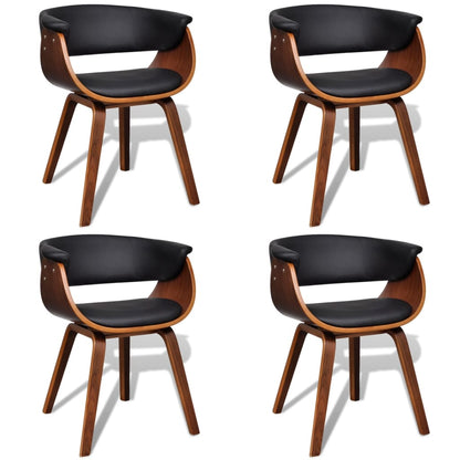 Eetkamerstoelen 4 St Gebogen Hout En Kunstleer Zwart en donkerbruin