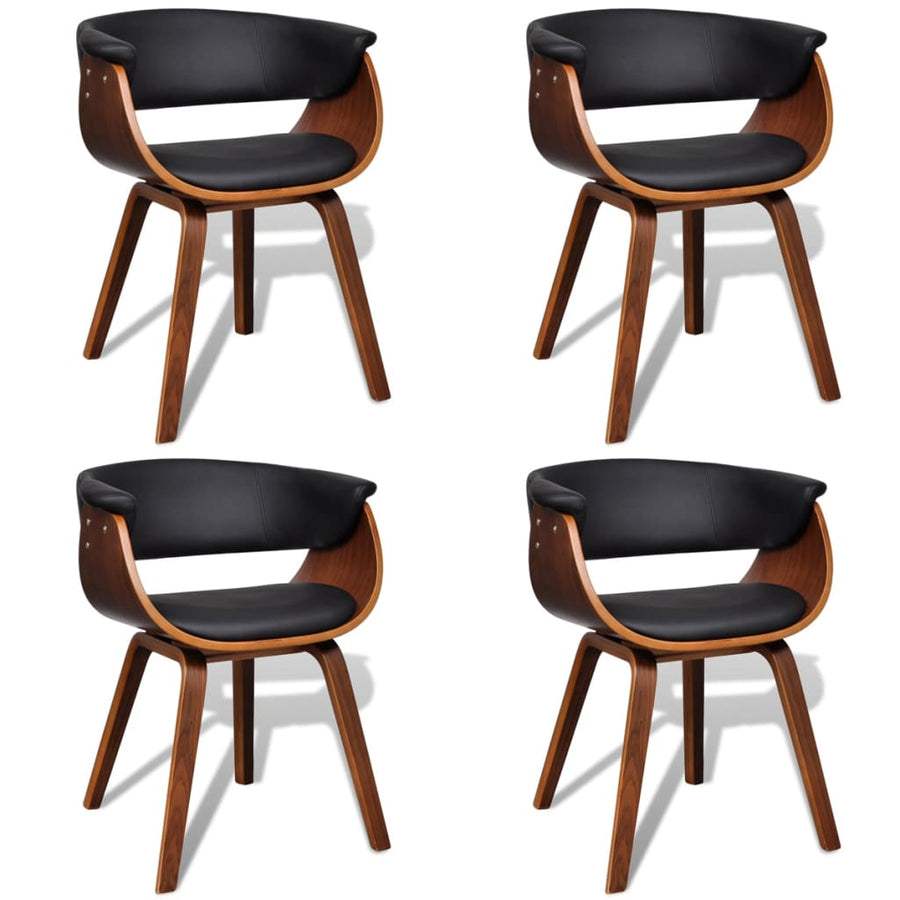 Eetkamerstoelen 4 St Gebogen Hout En Kunstleer Zwart en donkerbruin