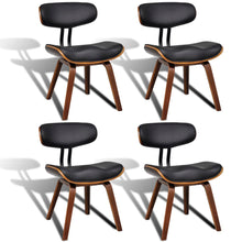Eetkamerstoelen Gebogen Hout En Kunstleer 4 Zwart en donkerbruin