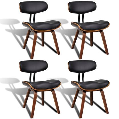 Eetkamerstoelen Gebogen Hout En Kunstleer 4 Zwart en donkerbruin