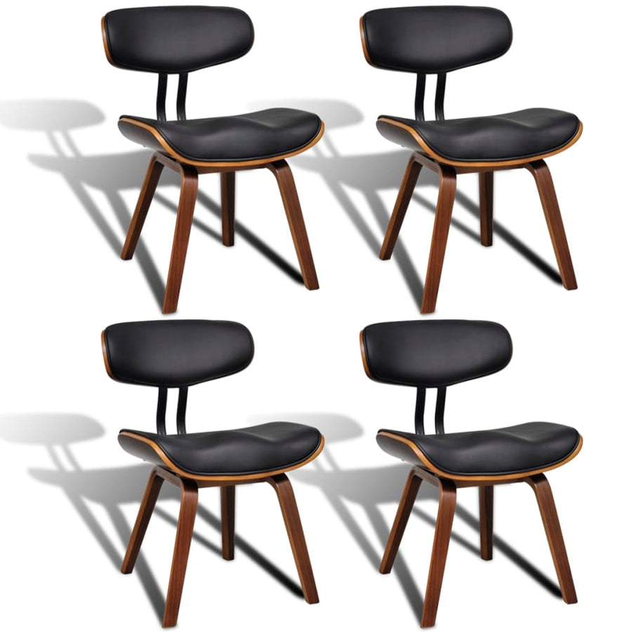 Eetkamerstoelen Gebogen Hout En Kunstleer 4 Zwart en donkerbruin