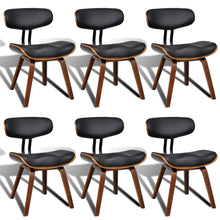 Eetkamerstoelen Gebogen Hout En Kunstleer 6 Zwart en donkerbruin