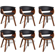 Eetkamerstoelen 6 St Gebogen Hout En Kunstleer Zwart en donkerbruin