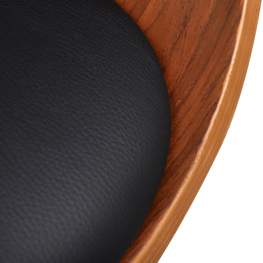 Eetkamerstoelen 6 St Gebogen Hout En Kunstleer Zwart en donkerbruin