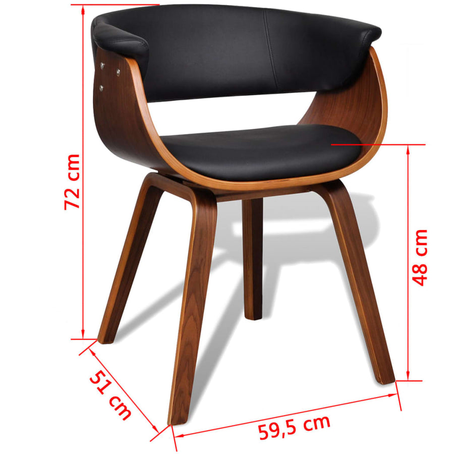 Eetkamerstoelen 6 St Gebogen Hout En Kunstleer Zwart en donkerbruin